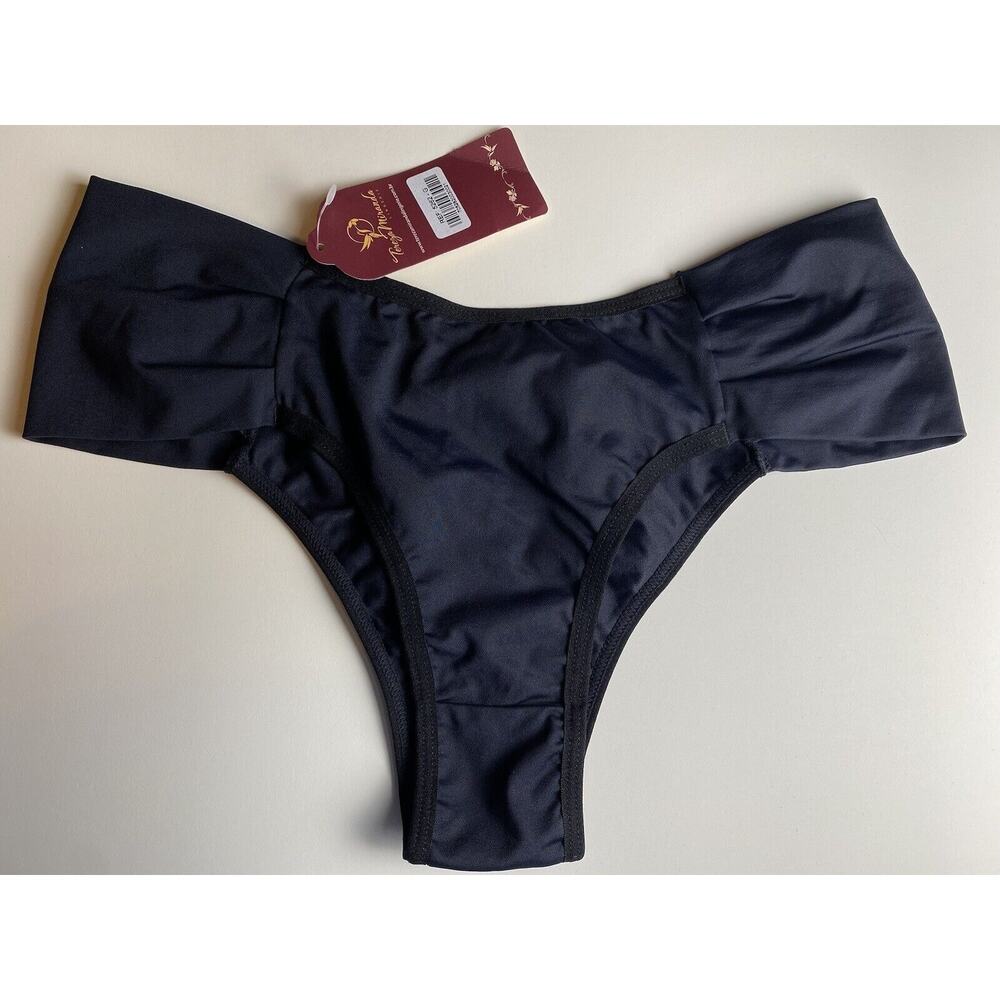 Tereza Miranda Lingerie Black Cheeky Bikini Bottom/Panty Brazil Size M/L NWT